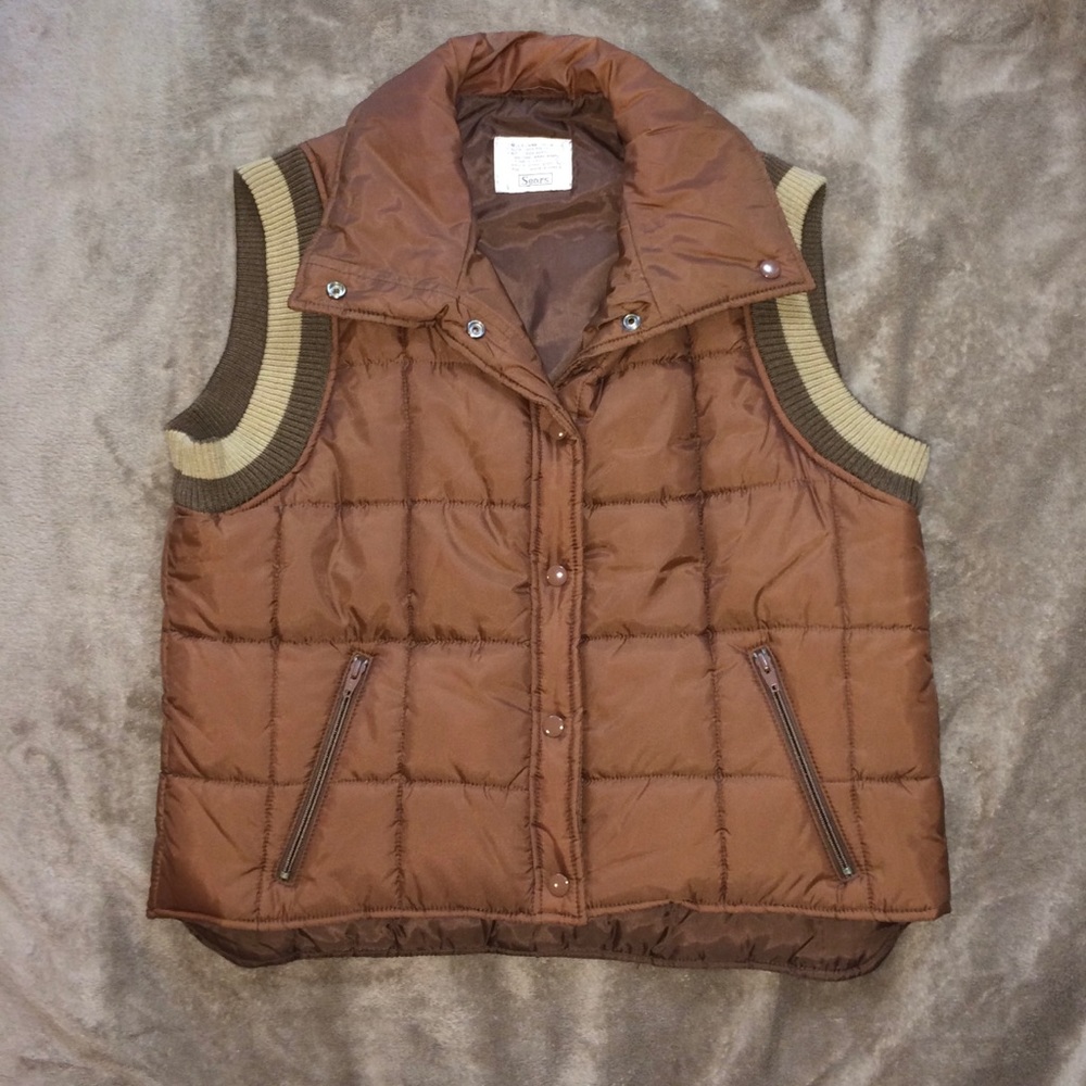 *SOLD* Vintage Puffer Vest Brown Tan Beige Neutral 1970s
